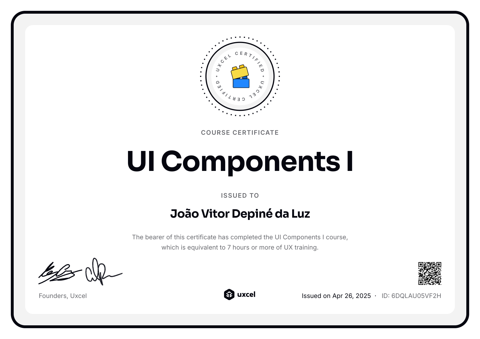 João Vitor Depiné da Luz's certificate